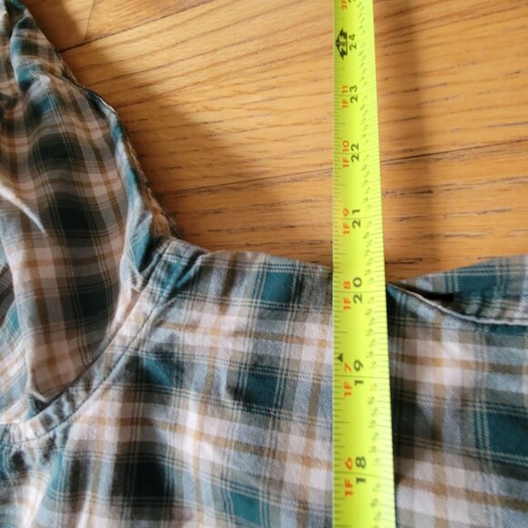 Eddie Bauer Mens Relaxed Fit Plaid Button-Down Shirt Medium Green & Beige Cotton - Picture 6 of 6